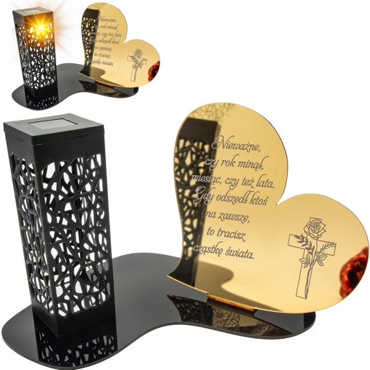 LED Sviečka STATUETKA Zlatá na Hroby s Možnosťou Personalizácie